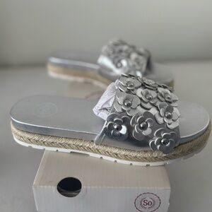 SO Silver Floral Sandals